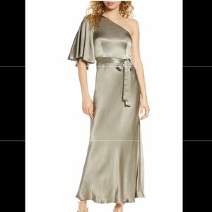 SHONA JOY one- shoulder satin dress
